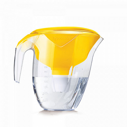 თეთღ ფონზე მოთასვებულია წყლის ფილტრი-დოქი Nemo 3.0 L / 1.8 L ყვითელი/Yellow თავსახურით