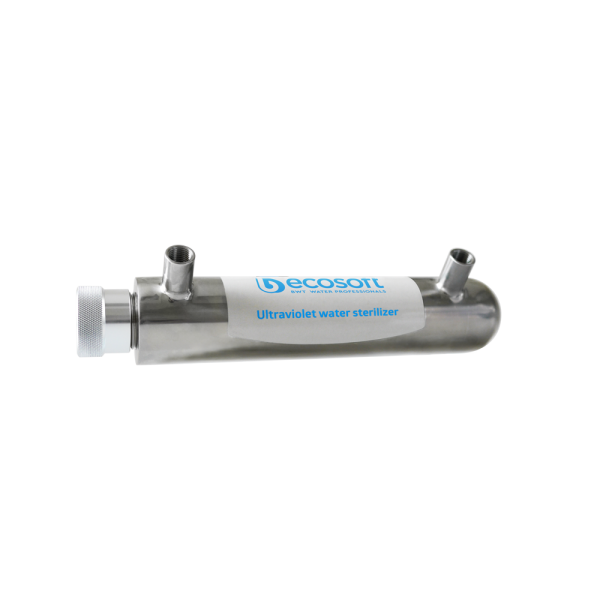Ecosoft HR-60 წყლის ულტრაიისფერი  სტერილიზატორი ვერცხლისფერი, ზედ ლოგოთი 3 ხვრელით